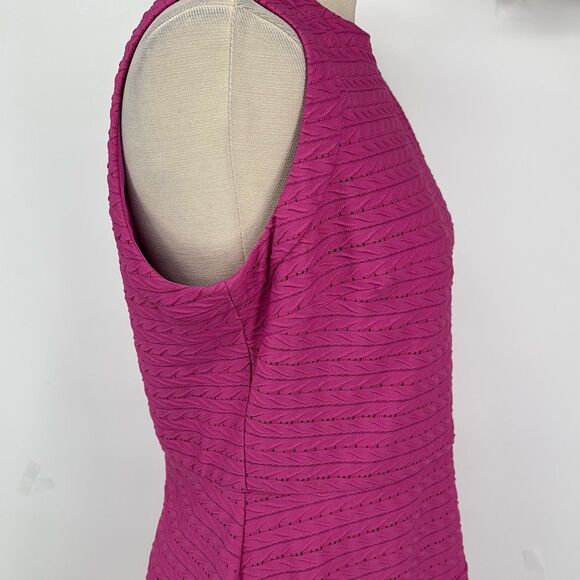 New Donna Morgan Flux‎ Textured Sleeveless Midi Fit & Flare Dress Pink 12 - Picture 4 of 16
